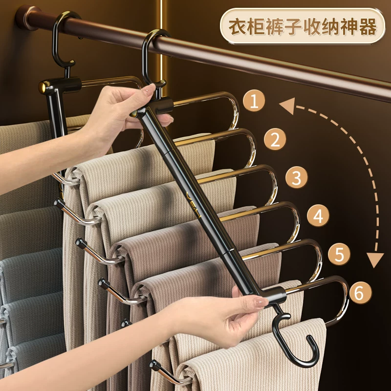 折叠裤架裤夹多功能家用挂衣衣架专用裤挂架衣柜内置裤子收纳神器