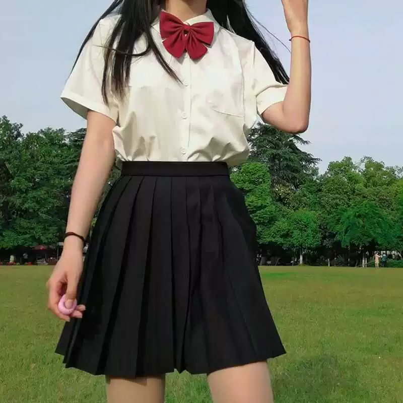 jk制服毕业班班服学士服内搭女短袖尖领百搭衬衣夏季休闲韩系衬衫